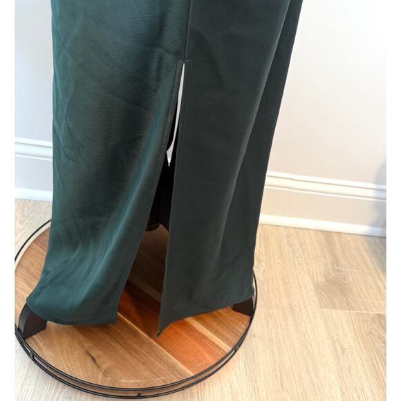 BHLDN Cali Satin Cowl Neck Midi Slip Dress In Emerald Green Size 6 - Picture 13 of 15
